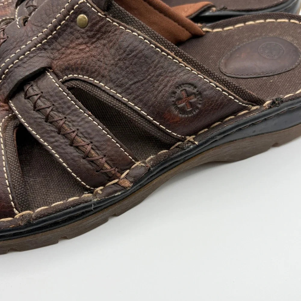 Dr. Martens Dax Sandals Mens Size 12 Brown Leather Slide Slip On Y2K Style - Picture 2 of 10